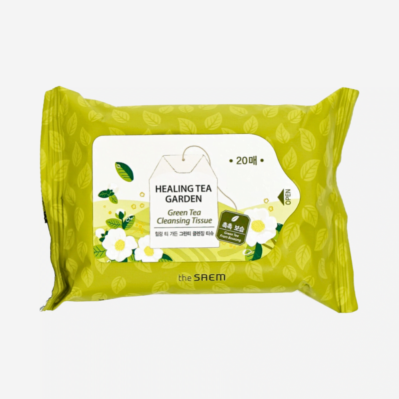 The Saem Desmaquillante "Healing Tea Garden Green Tea Cleansing Tissue"