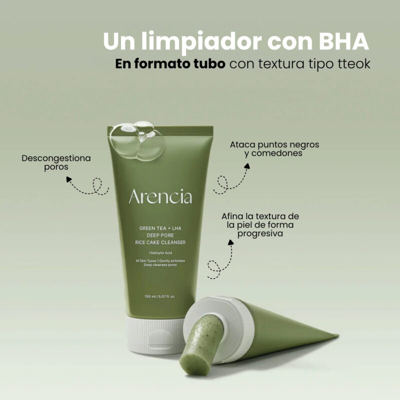 ARE000601 Arencia Green Tea + LHA Deep Pore Rice Cake Cleanser 150g