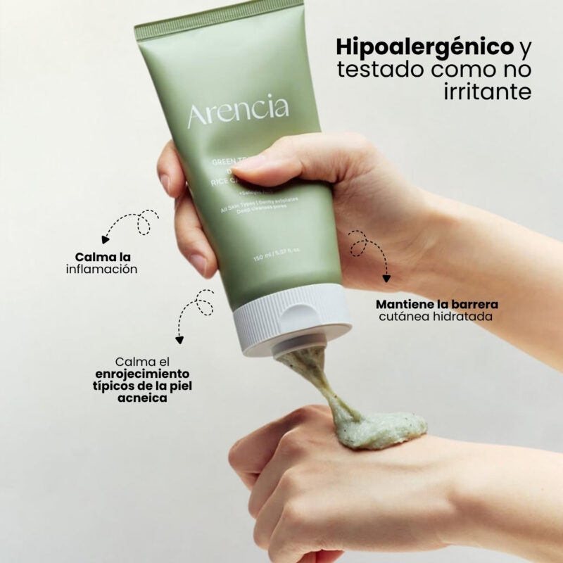 ARE000601 Arencia Green Tea + LHA Deep Pore Rice Cake Cleanser 150g