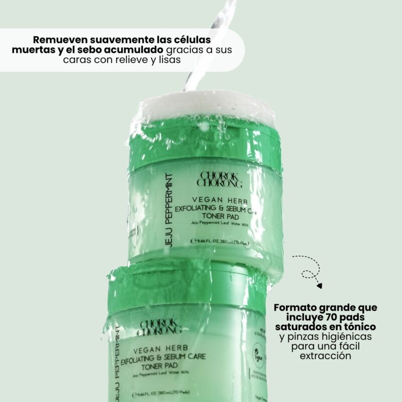 YYY047001 CHOROK CHORONG VEGAN HERB EXFOLIATING & SEBUM CARE JEJU PEPPERMINT TONER PAD