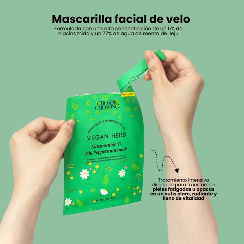 YYY047002 CHOROK CHORONG VEGAN HERB NIACINAMIDE 5 JEJU PEPPERMINT MASK